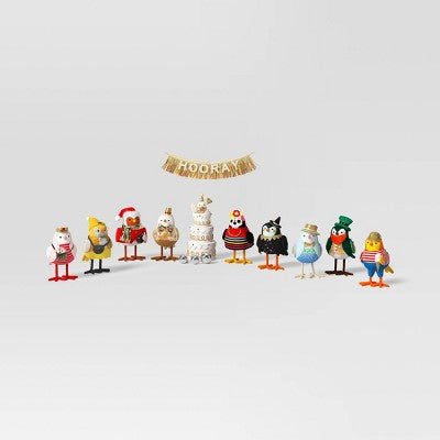 Zestaw 10 ptaszków świątecznych