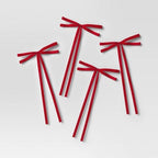 4 czerwone kokardy welurowe